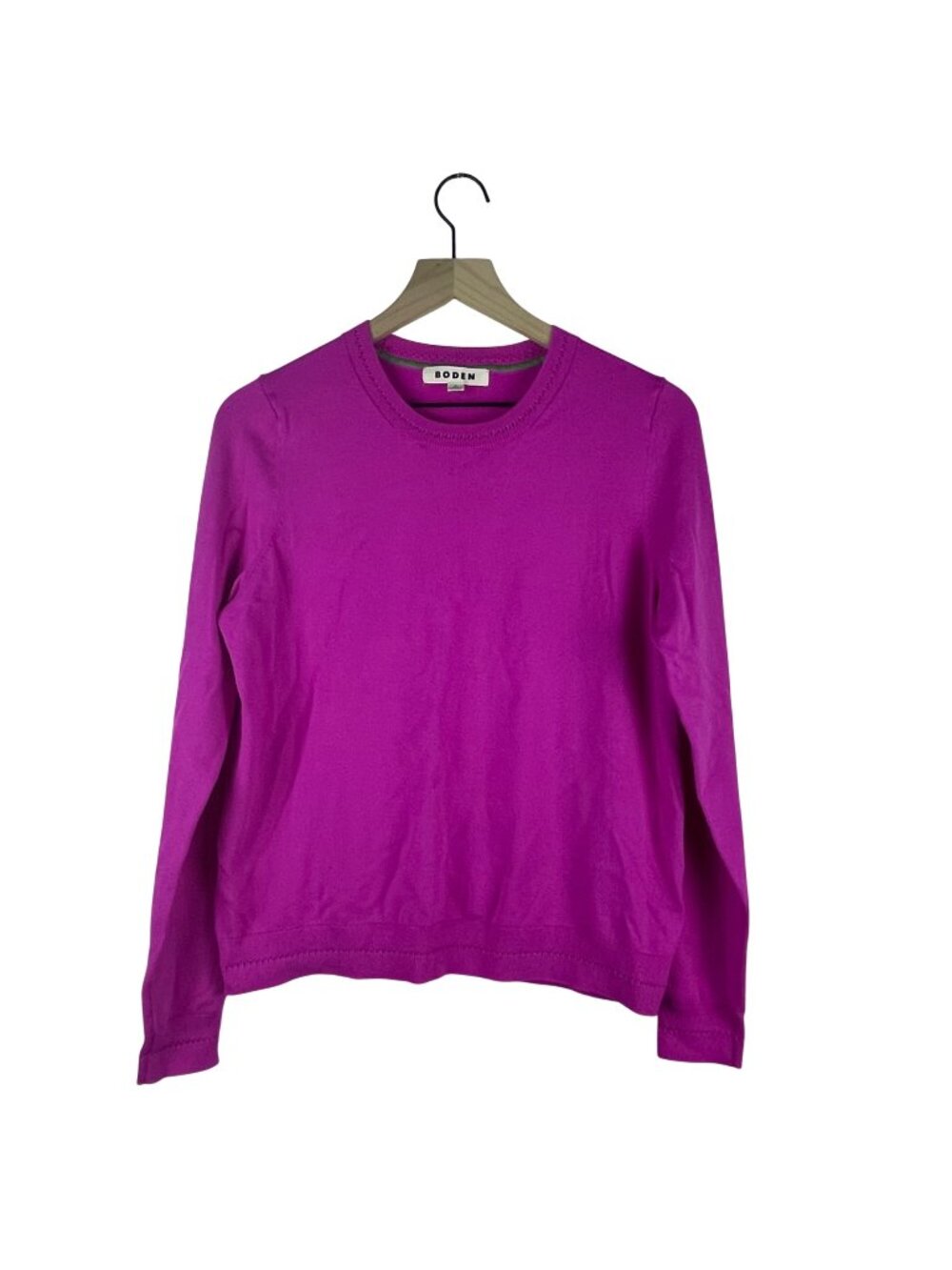 Boden Crewneck Cotton Blend Sweater Size M Long Sleeve Knit Fuchsia